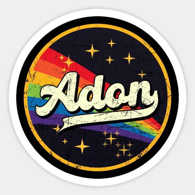 Adon // Rainbow In Space Vintage Grunge-Style Sticker by LMW Art